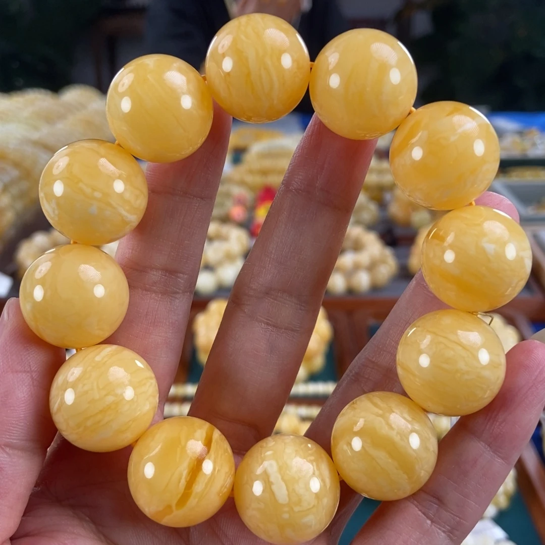 琥珀未镶嵌珠宝奇石20虎皮同料圆珠55
