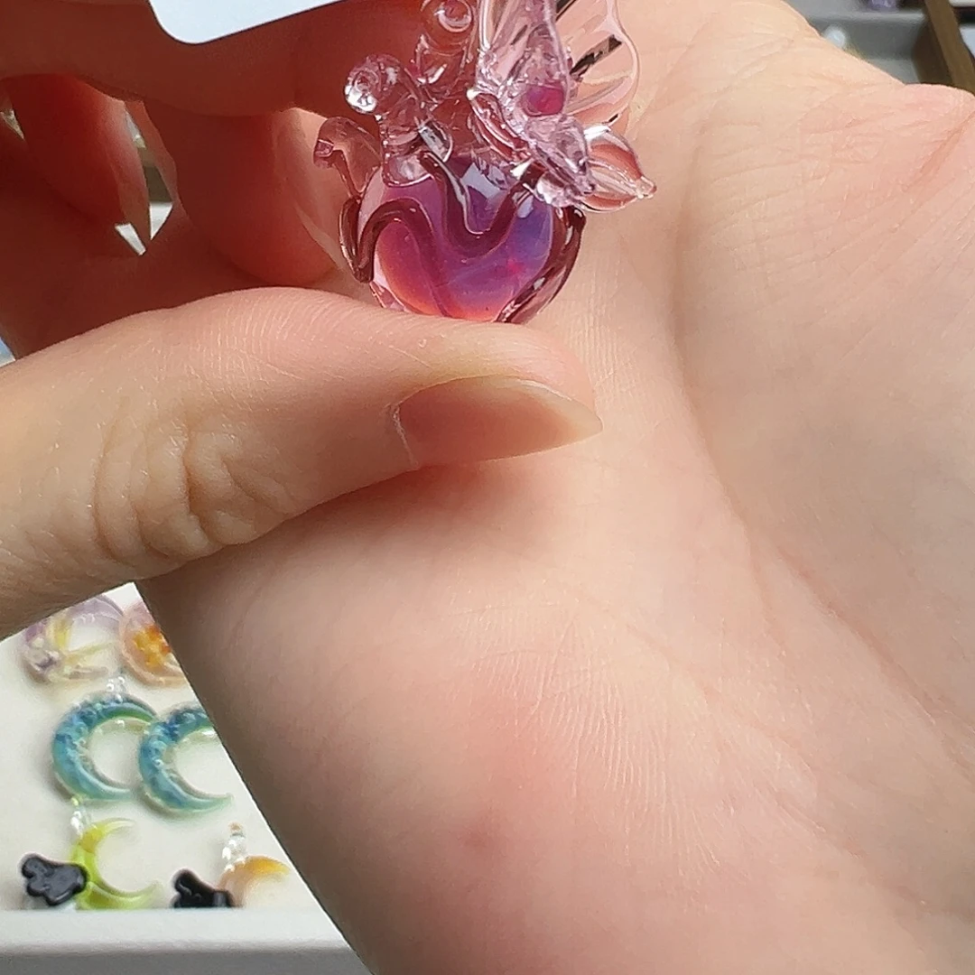 玻璃吊坠(不含链)222心脏蝴蝶