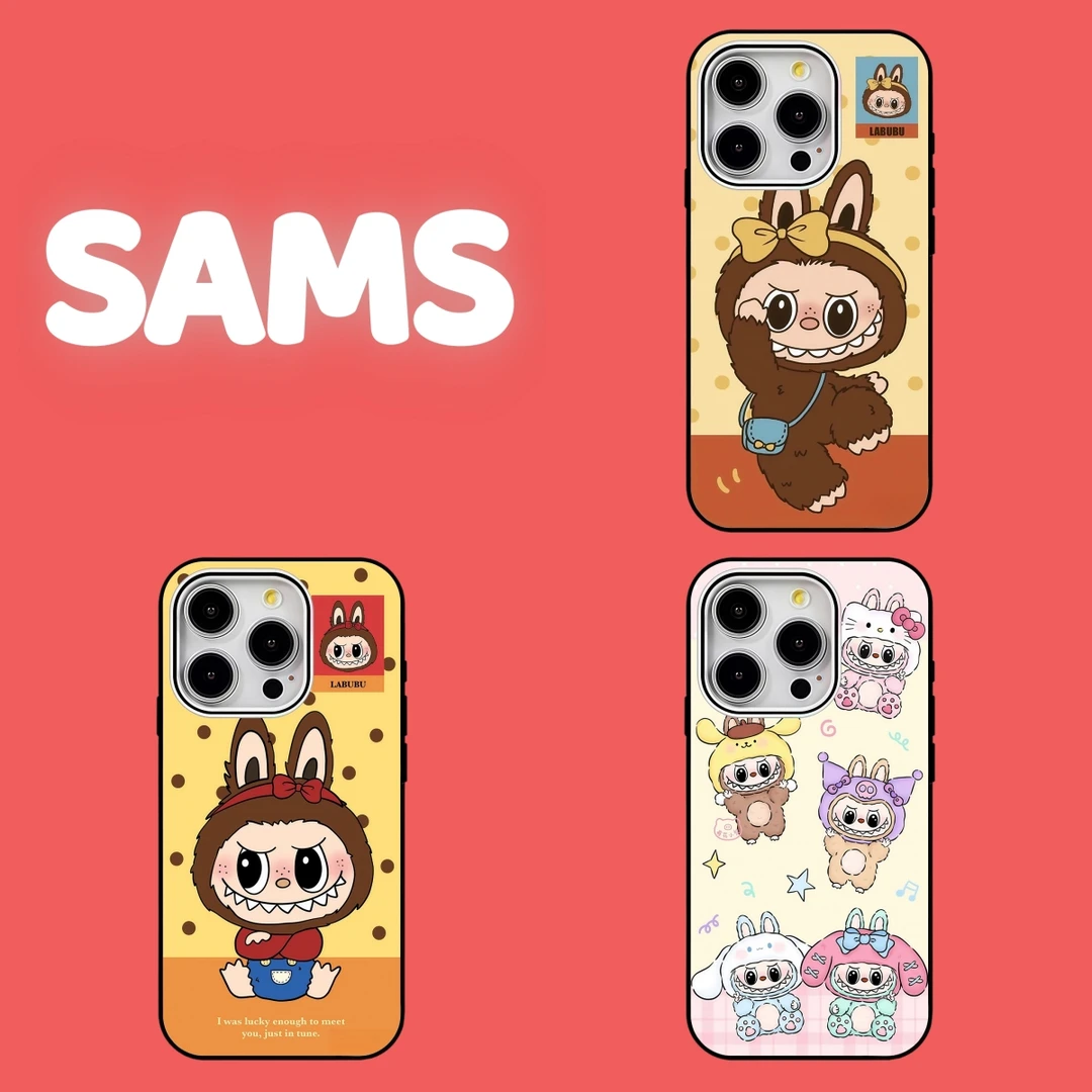 SAMS《labubu系列壹》黑边透明手机壳适用于苹果iPhone16ProMax
