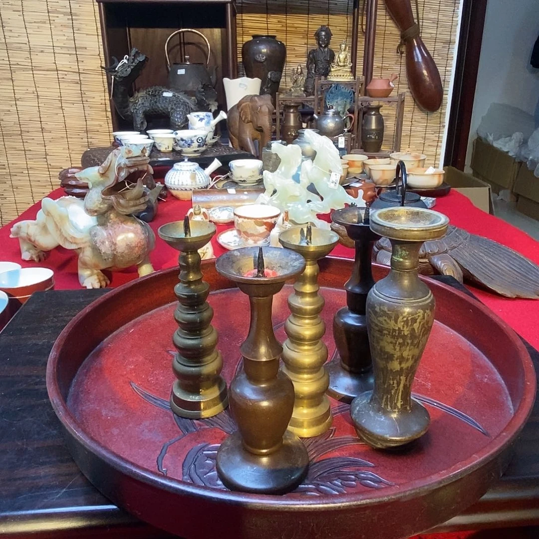 家用铜制烛台五客