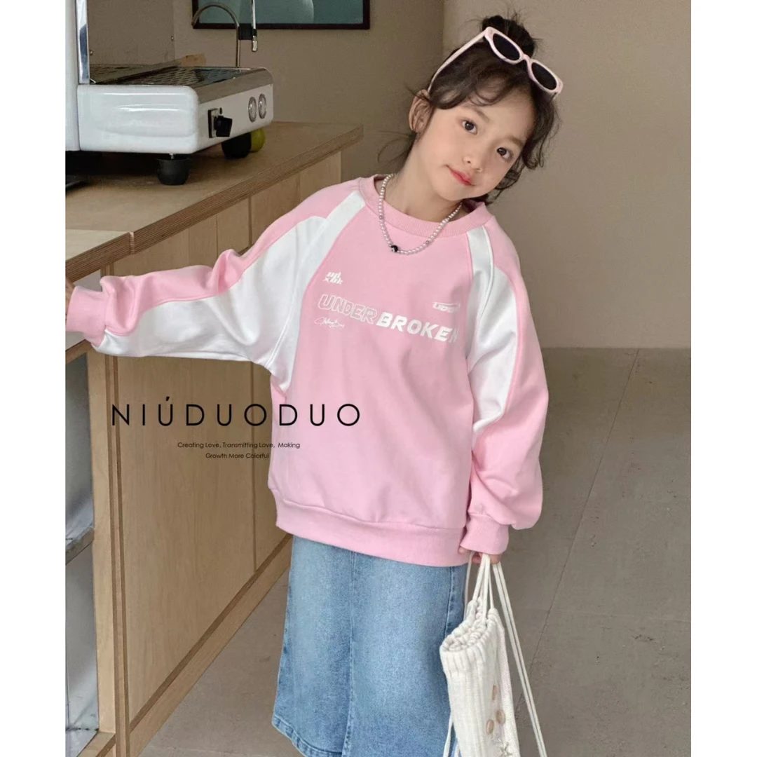 春款女童百搭卫衣粉3229铂系
