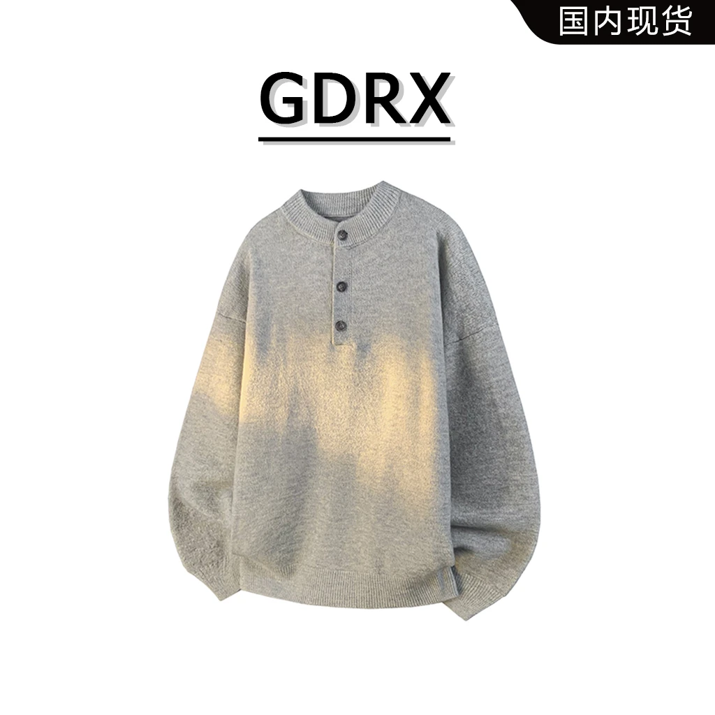 GDRX美式宽松针织毛衣男2025秋季新款大码休闲时尚上衣轻奢男装