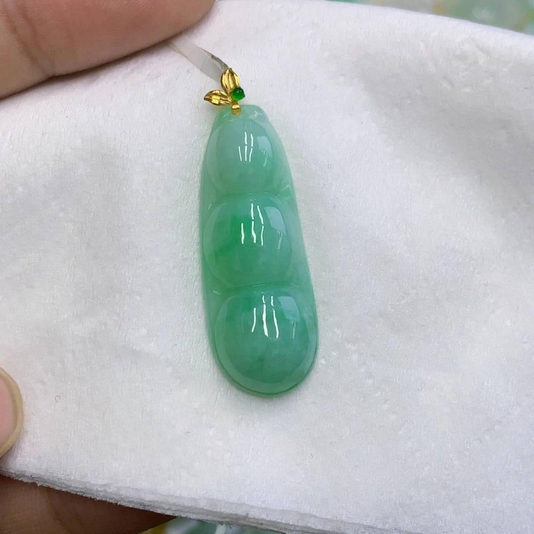 翡翠18K金镶嵌颈饰缅甸a货翡翠百元以上9元证书质检费自理