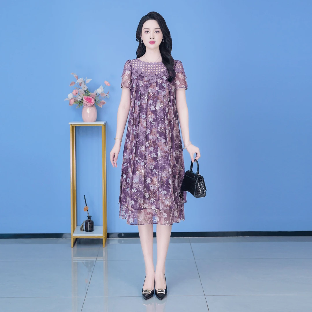 【SJYH1989】2025年夏季新款时尚优雅减龄连衣裙显瘦气质