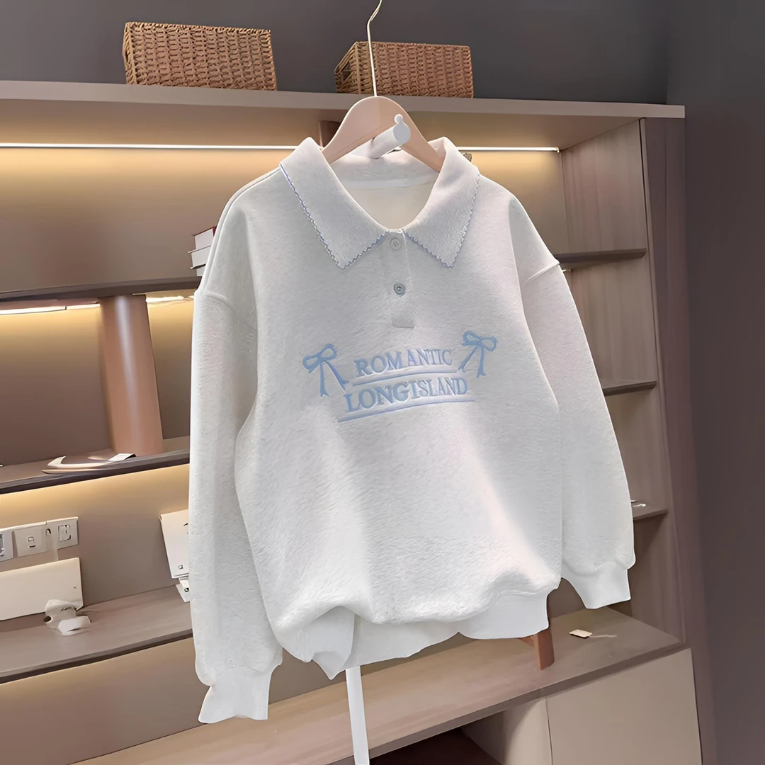 女童卫衣春秋百搭新款儿童上衣洋气POLO领女大童春装装休闲打底衫