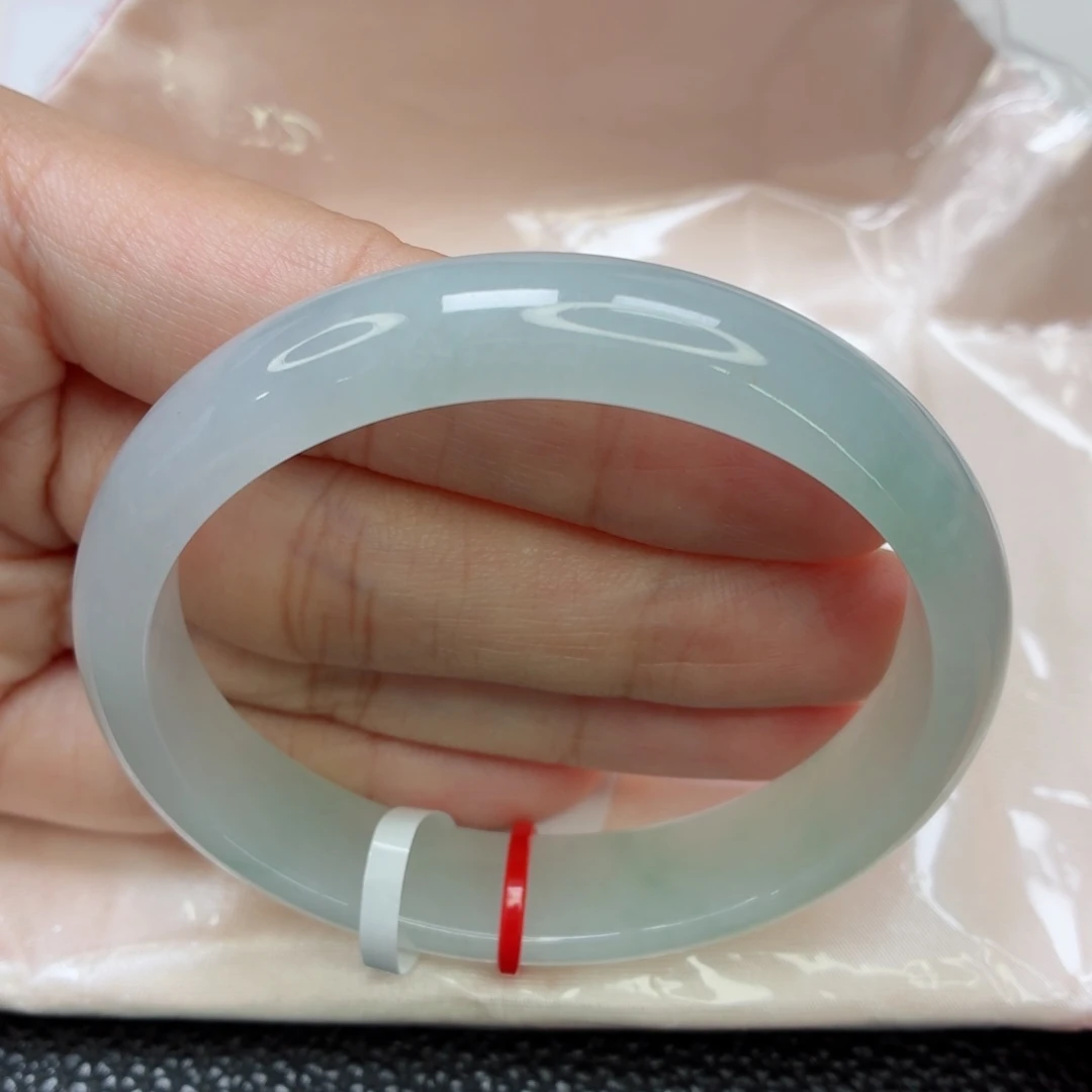 翡翠未镶嵌手镯老坑56贵妃冰胶浅晴绿012