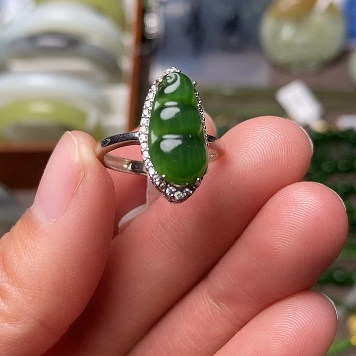 和田玉银S925镶嵌戒指