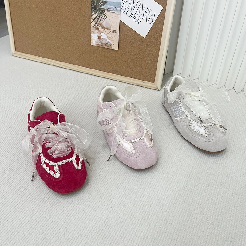 蕾丝欧若风2025春季新款时尚透气韩版德训厚底休闲阿甘鞋BM