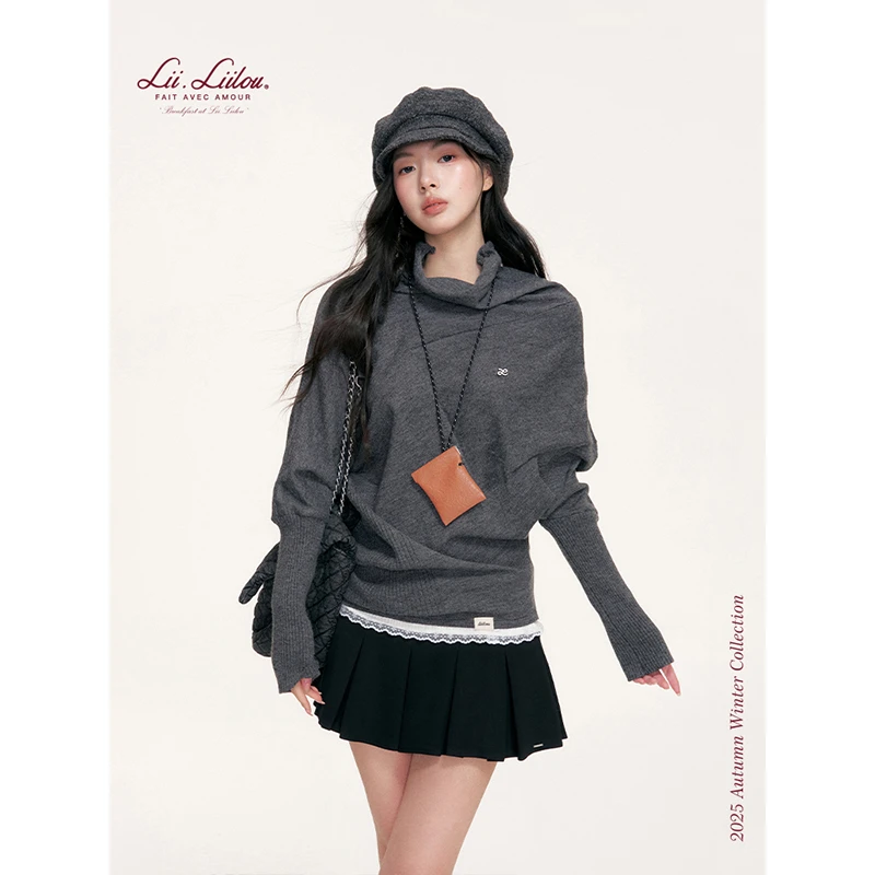 《旺旺雪宝专属》Liilou 松弛感 斗篷式剪裁 高领斗篷长袖毛衣