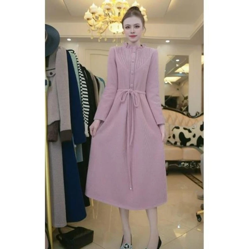 （赠送运费险）优雅气质秋冬季新款修身显瘦中长款A字连衣裙6355