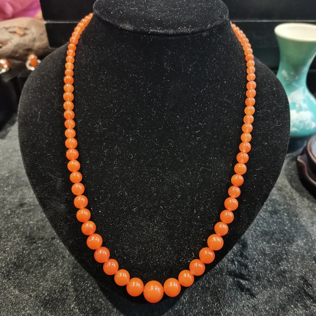 川料南红玛瑙联合料粉色调女士单圈微裂微瑕塔链多样性南红珠三类