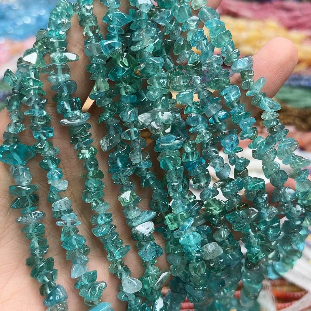 玛瑙/玉髓未镶嵌珠宝半成品5-8透磷灰碎石一条长75-80