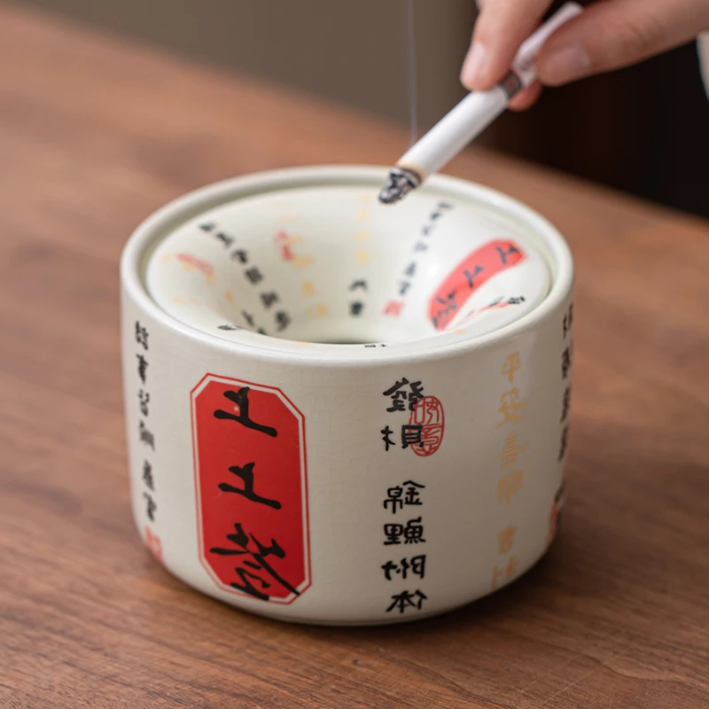 汝窑上上签烟灰缸防飞灰陶瓷茶水茶渣缸水盂杯洗家用茶洗茶具配件