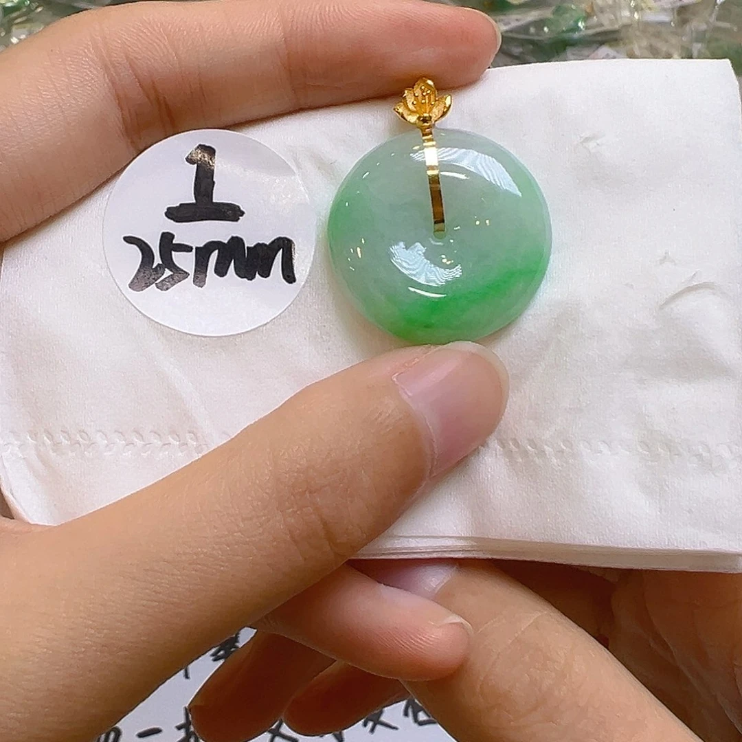 翡翠18K金镶嵌吊坠(不含链)翡翠