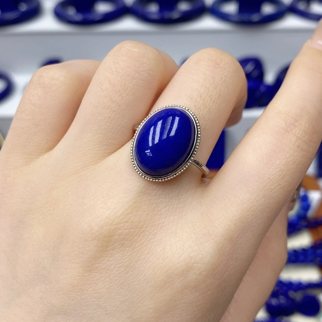 青金石银S925镶嵌戒指