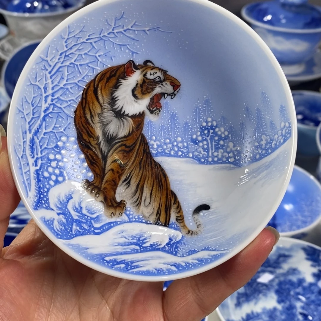 粉彩老虎主人杯杯