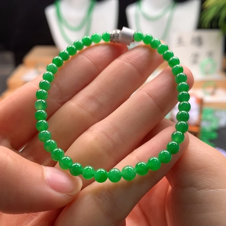 翡翠未镶嵌手链天然缅甸A货翡翠卡4.3mm
