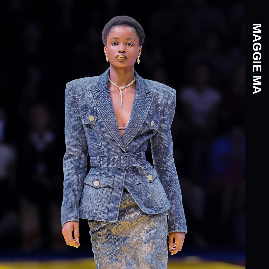 MAGGIE MA马婧设计师款冰川靛蓝复古美学牛仔外套464C