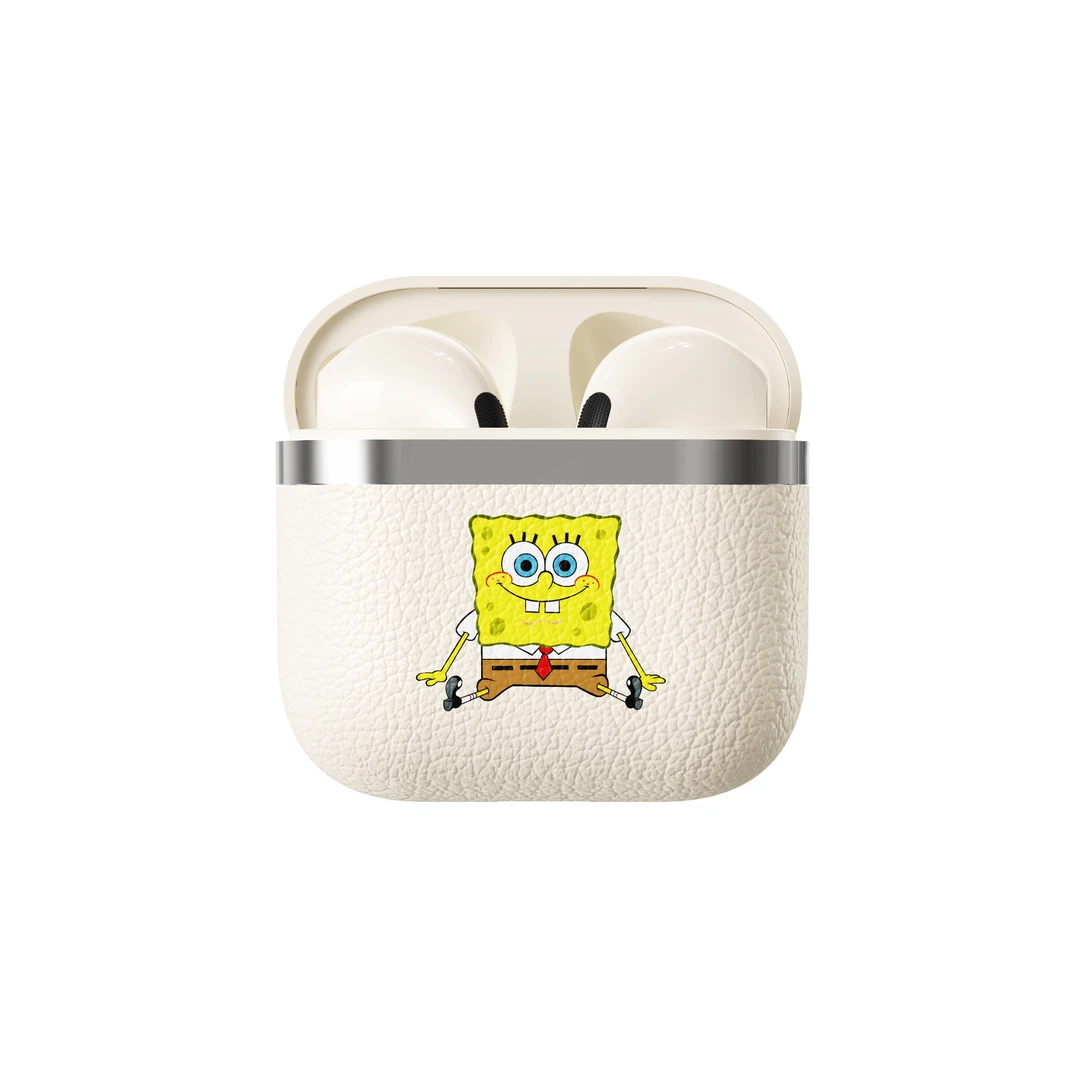 海绵宝宝IP联名款TWS无线蓝牙耳机半入耳式可爱仿皮革音乐耳机