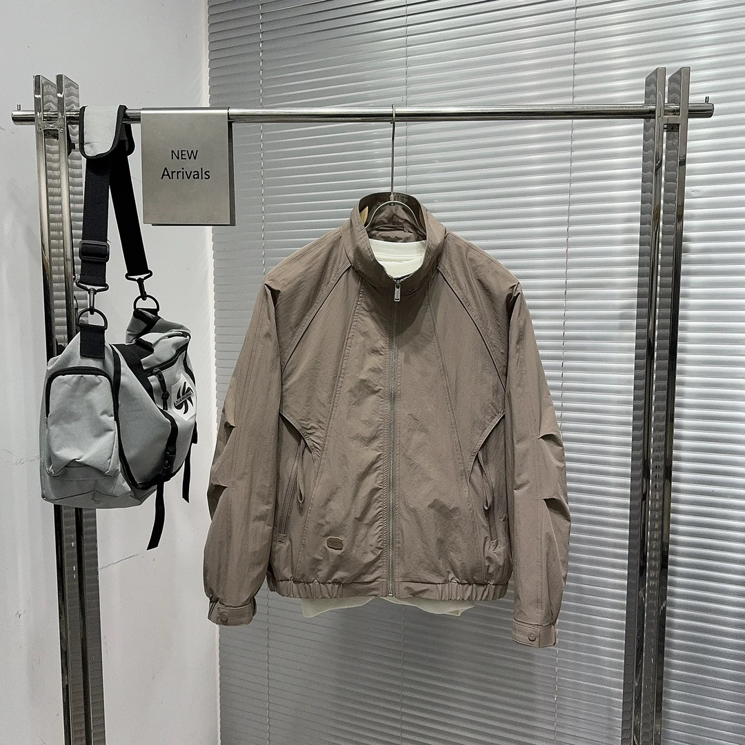 2506春季新款立领简约宽松夹克百搭男士潮流外套上衣日系工装外套