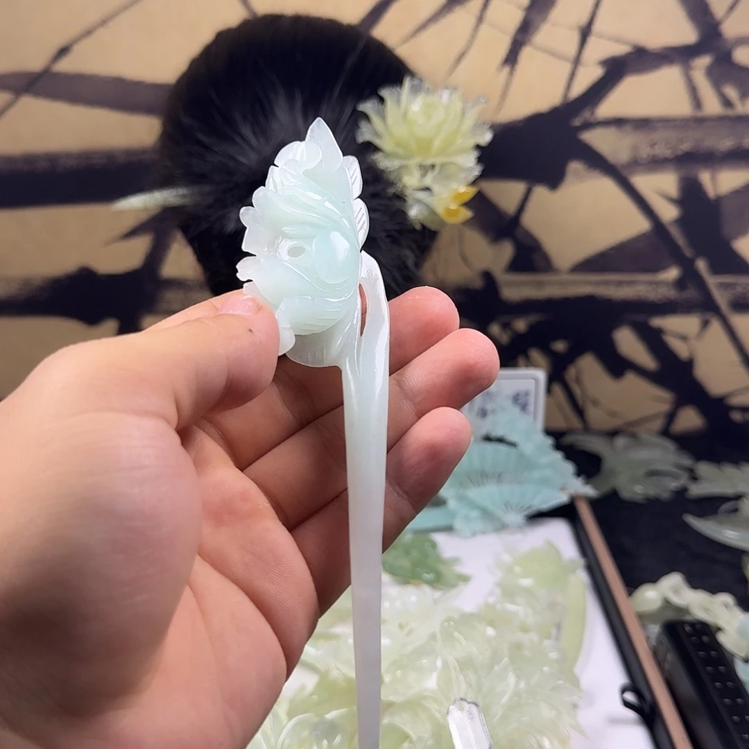 蛇纹石玉合金发饰发簪