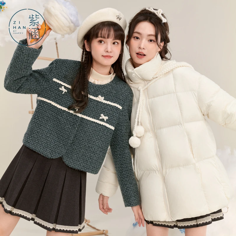 紫涵小香风法式短外套女冬季新款圆领撞色时尚气质Z4Z10AS106