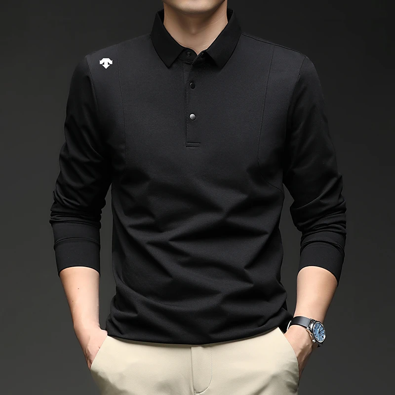 奥莱迪桑家长袖POLO衫男士春秋吸湿速干运动翻领T恤打底针织衫潮