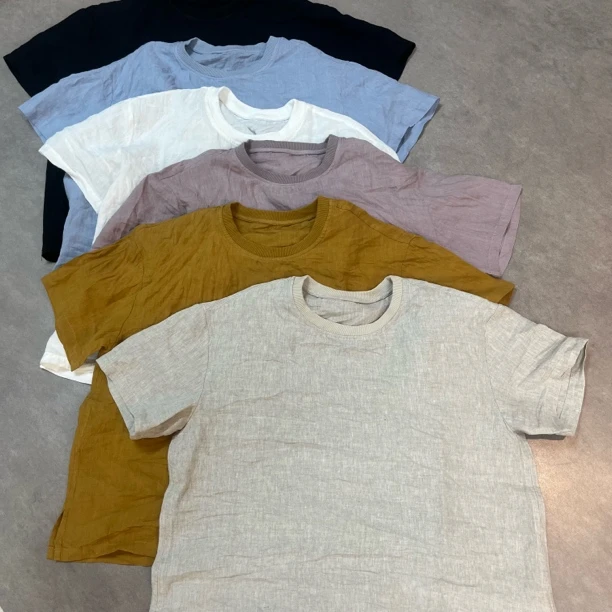 25089砂洗亚麻简约百搭套头衫25089