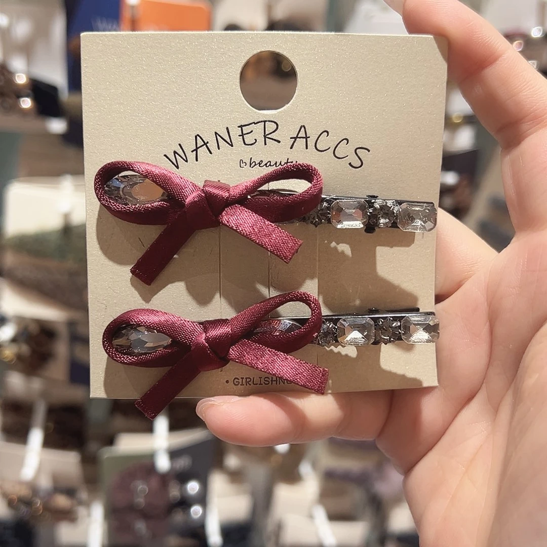 皮质铁合金红色蝴蝶结鸭夹