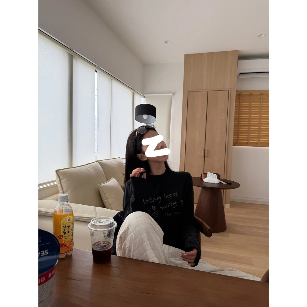 正肩字母印花长袖T恤新款韩系收腰宽松显瘦秋冬打底上衣女S11462