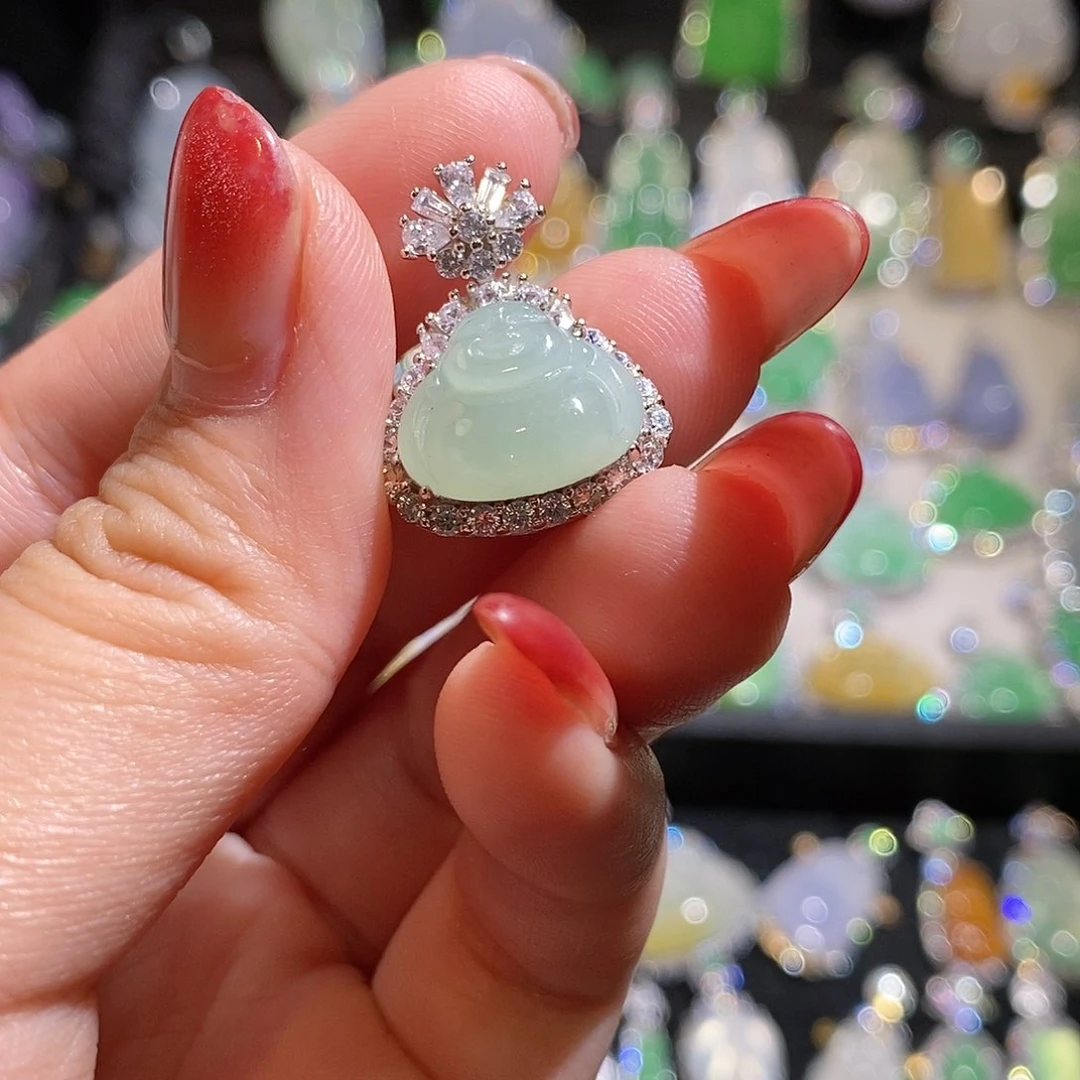 翡翠银S925镶嵌颈饰天然翡翠