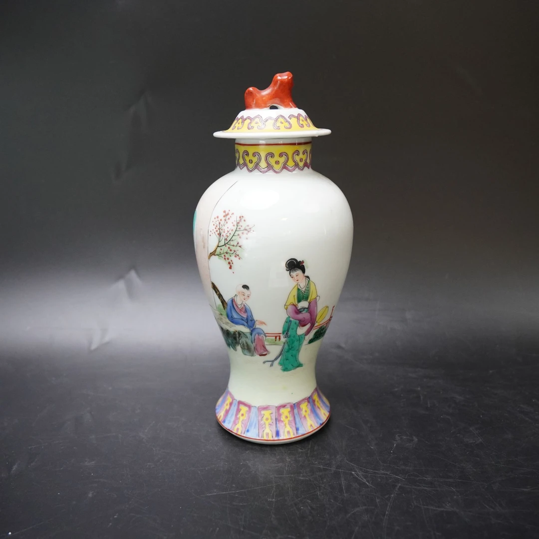 Lot.25081046民国粉彩人物故事纹将军罐 高：约26cm