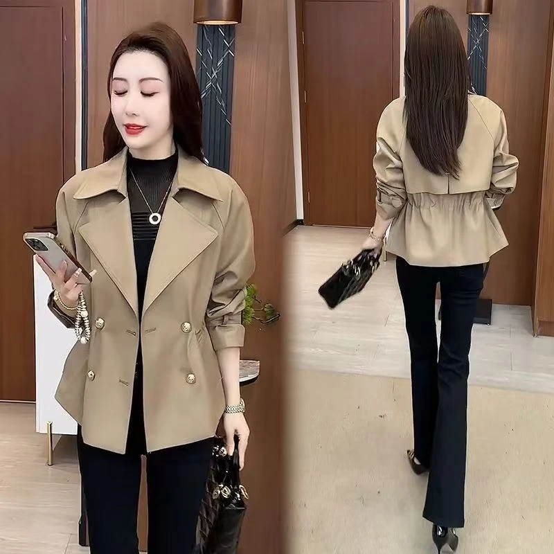 JY0001时尚短款风衣外套女春秋季新款洋气宽松显瘦百搭休闲上衣