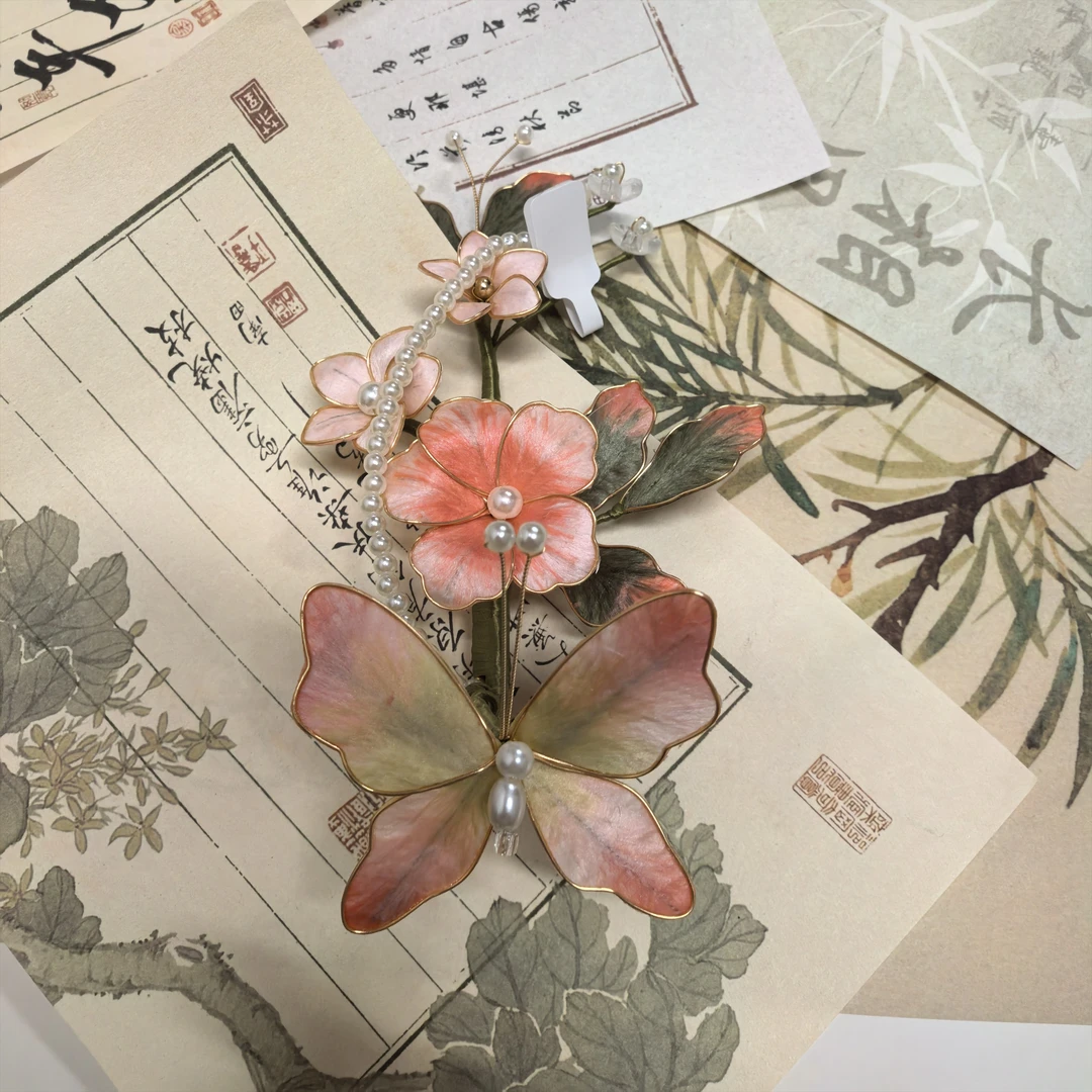 麦光光古风发饰汉服绒花发簪 手工制作默认商品微瑕 商品均有色差