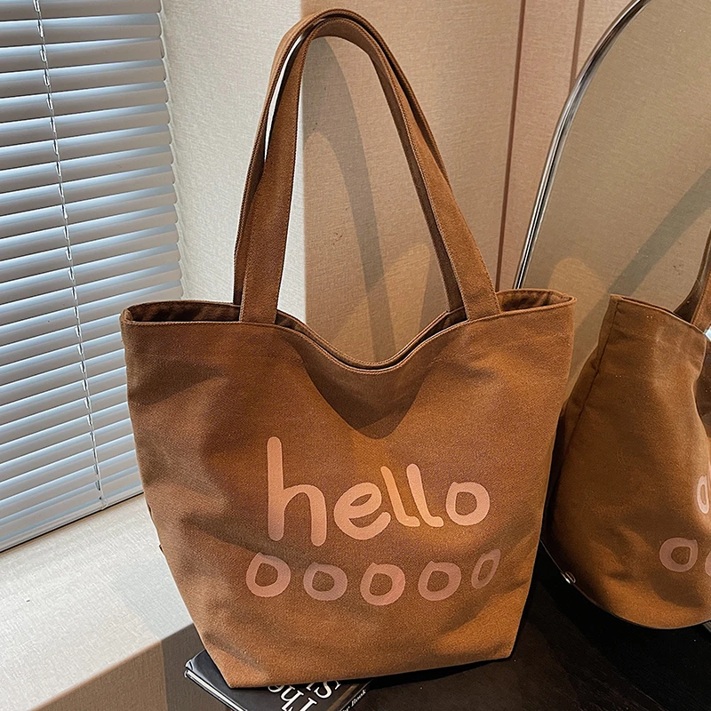 韩版2025新款帆布包大容量单肩托特包简约休闲潮流包学生购物袋潮