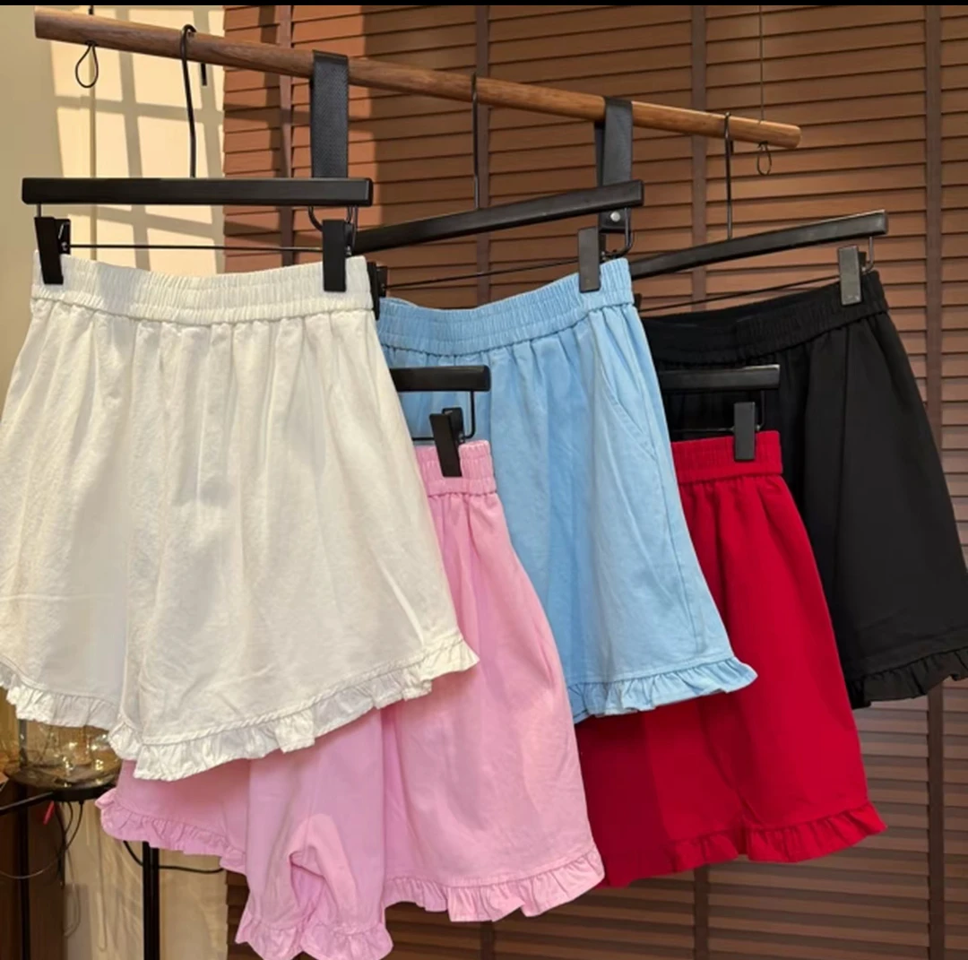 潮款夏季新款花边女装短裤时尚百搭韩版