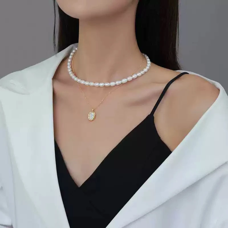 铜合金合成锆石项链 A369高级锁骨叠戴项链