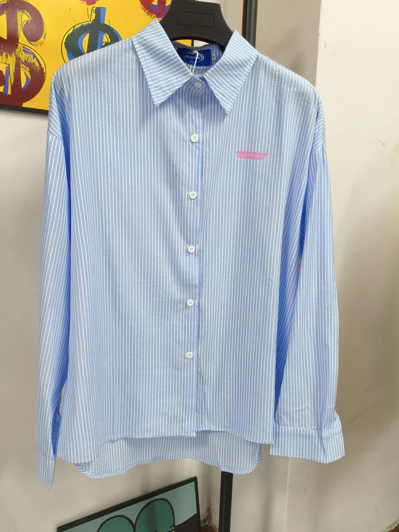 美式衬衫外套条纹百搭情侣款夏季新款潮流高街男女长袖衬衣潮6202