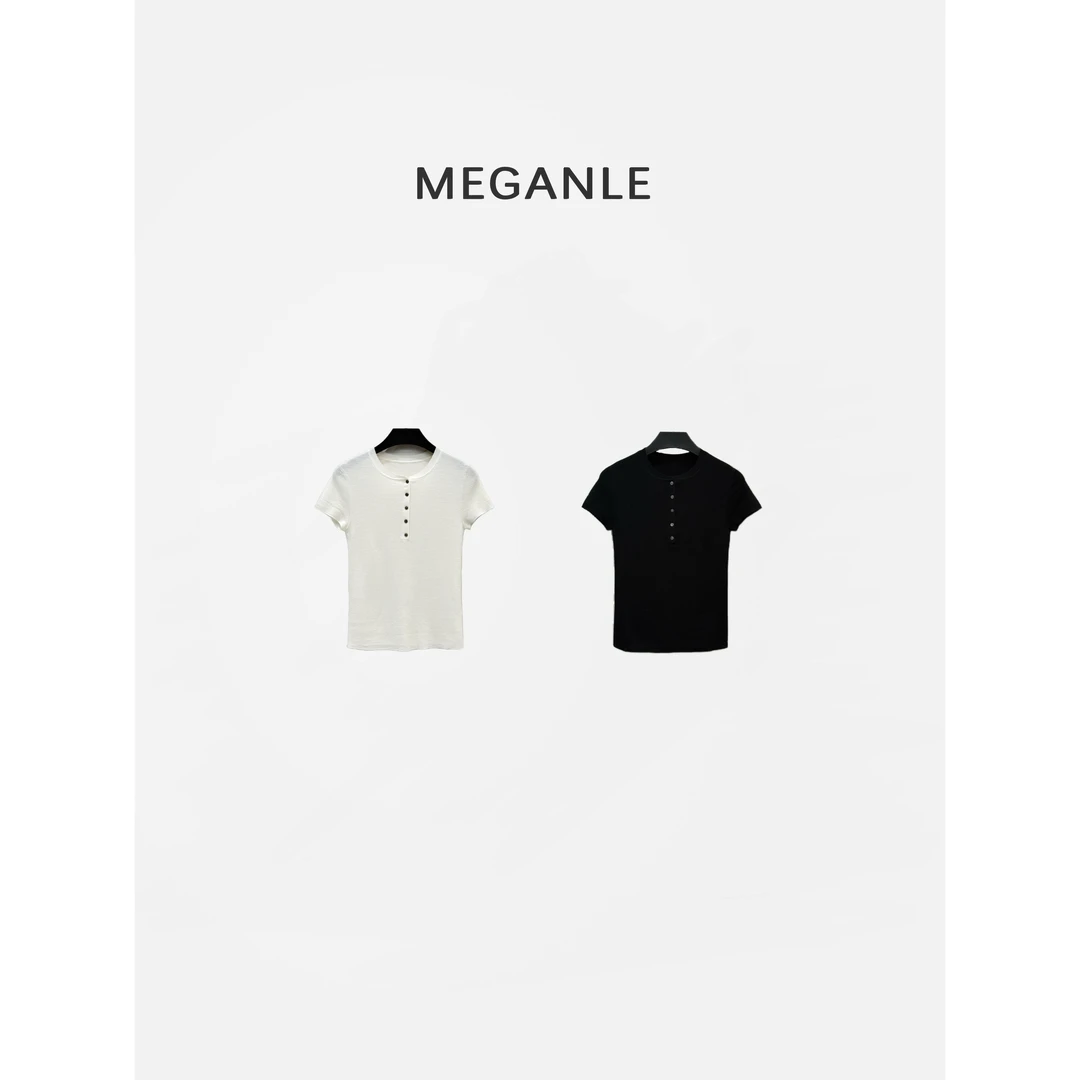 【格林】MEGANLE 100绵羊毛小船领百搭针织短袖上衣2025206