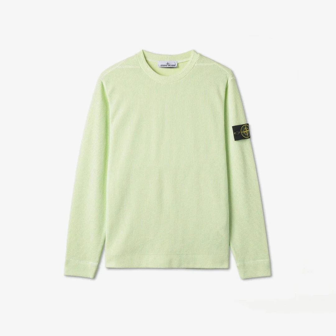 现货 Stone Island石头岛 针织圆领套头卫衣 荧光绿