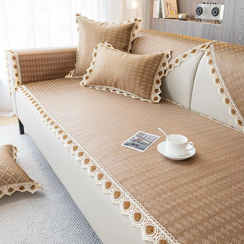 沙发垫夏季藤席靠背巾2025新款夏天冰丝沙发套罩防滑凉席坐垫凉垫