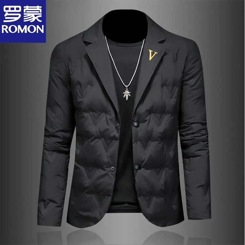 罗蒙西装领轻薄款防寒服男款爆款2025新款春秋季男士休闲西服外套