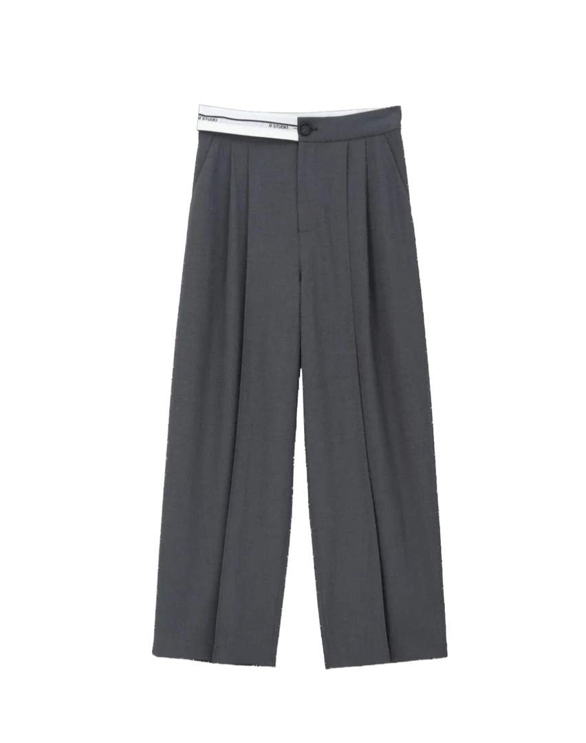 revan设计师品牌 春夏福福 灰色直筒西装裤1190 ganjue买手店