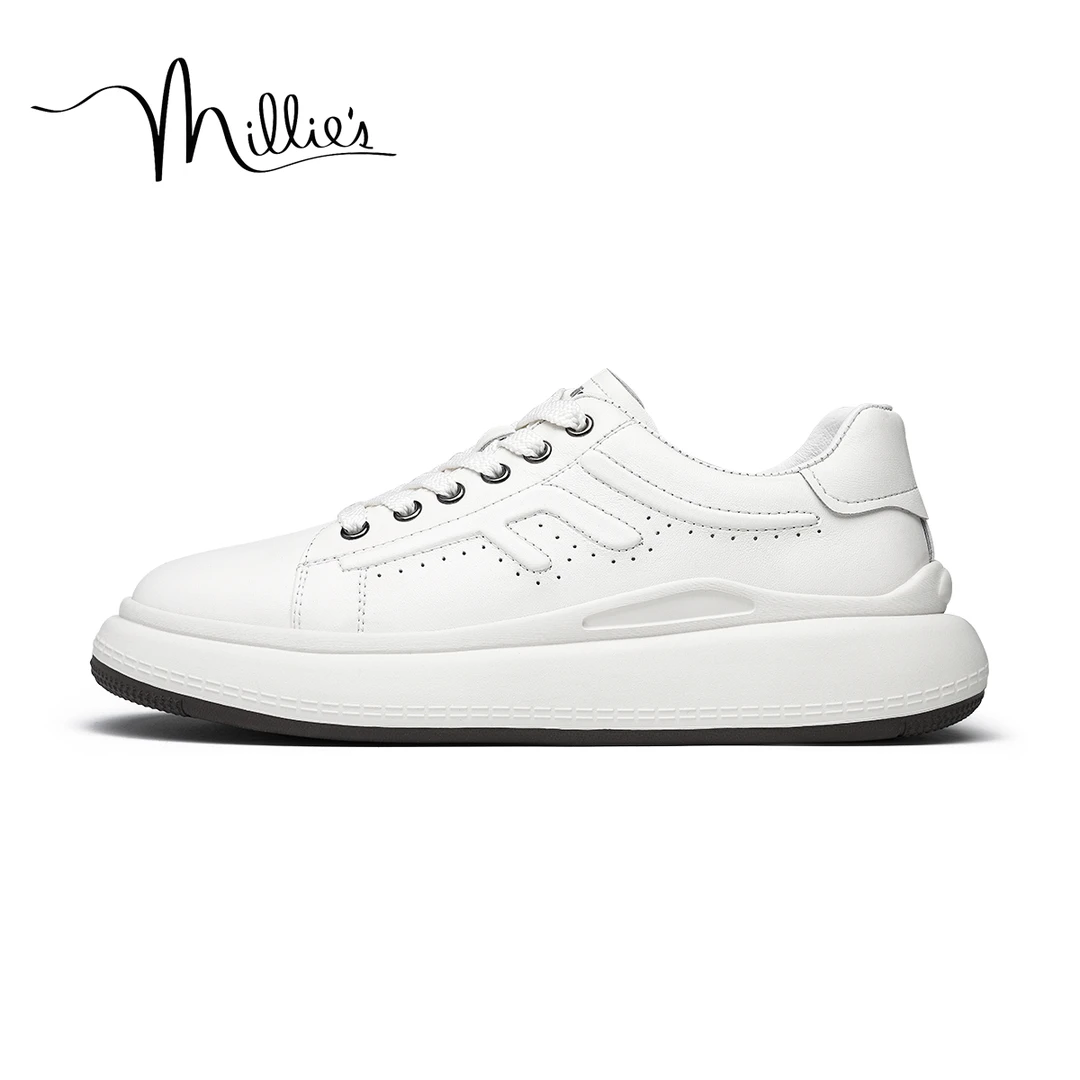 Millie's 妙丽 时尚百搭小白鞋男士户外通勤舒适耐磨休闲鞋男鞋