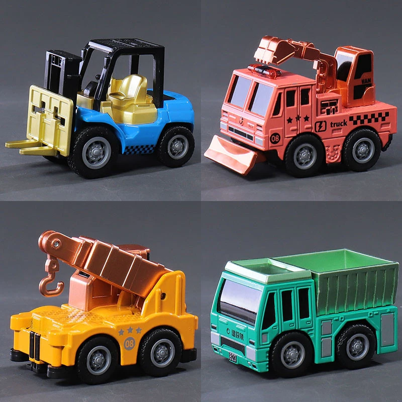 迷你玩具车儿童回力耐摔工程车男孩宝宝口袋小汽车卡通挖掘机