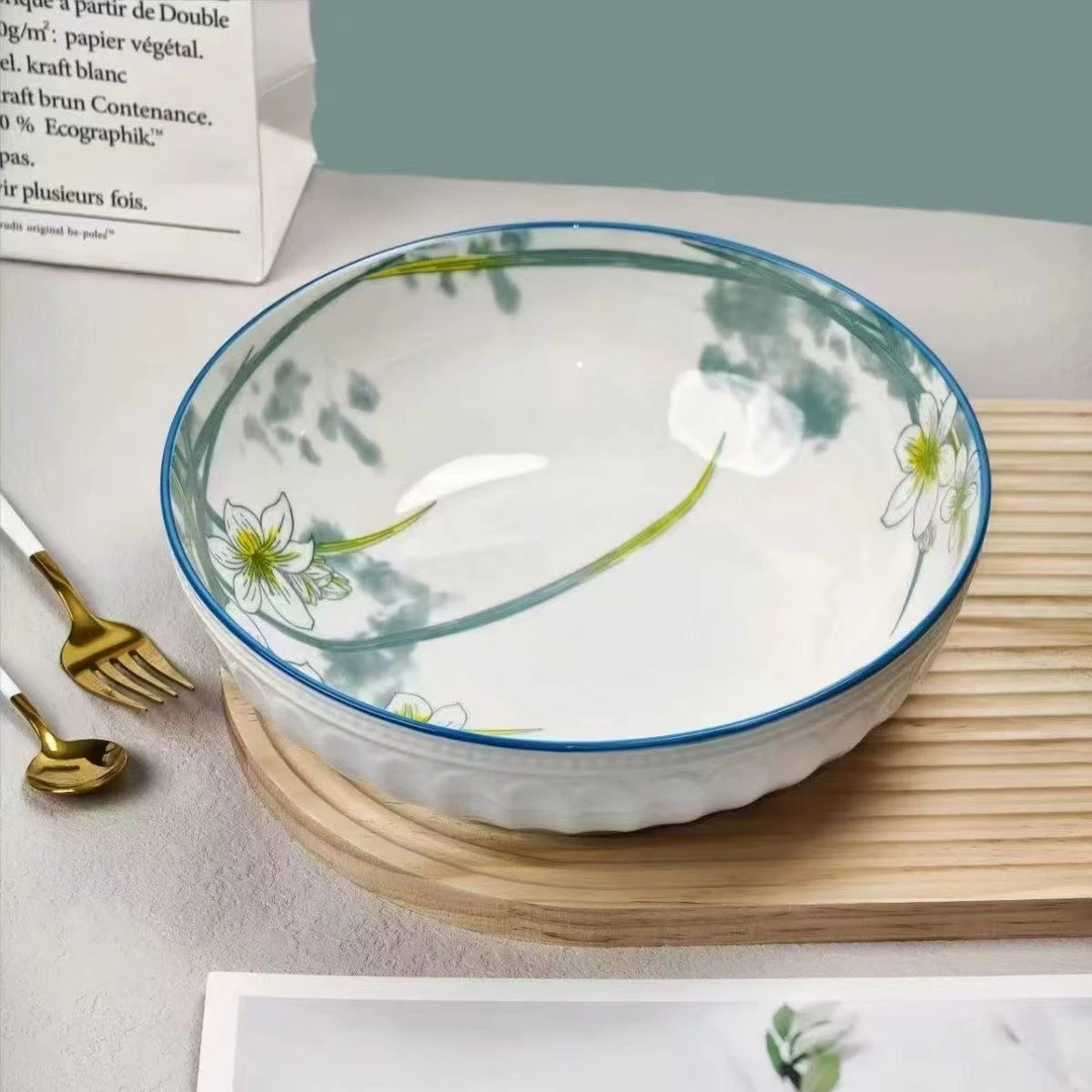 9英寸水仙花大汤碗一个