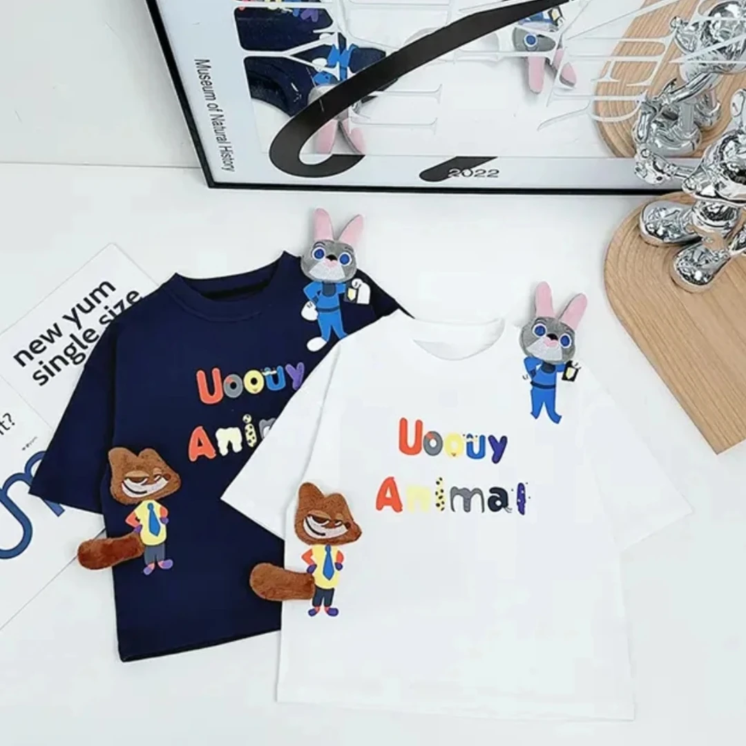 宝宝玩偶短袖t恤2025新款儿童夏季卡通洋气时髦纯棉上衣儿童服装