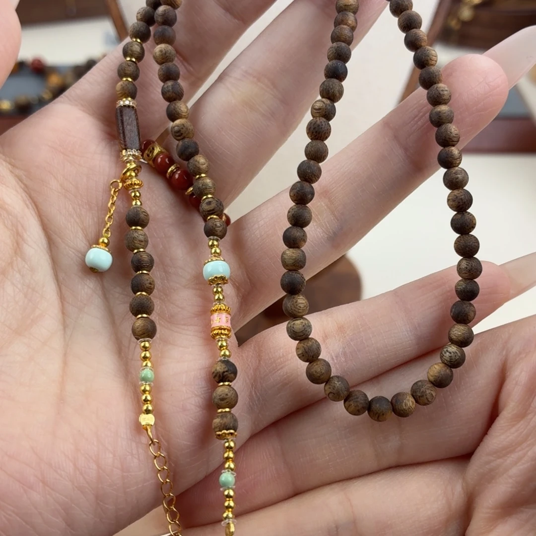 步***莲未镶嵌吊坠沉香万能链