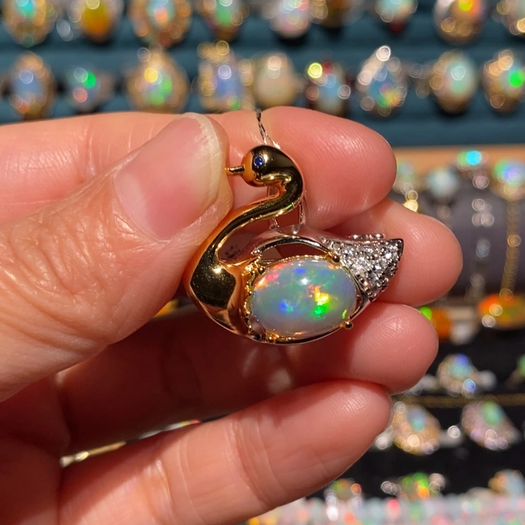 欧泊银S925镶嵌胸针吊坠两用款