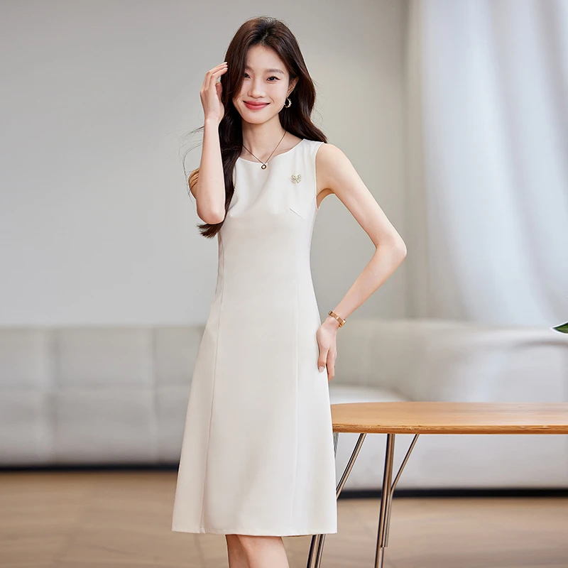 极简风春秋背心连衣裙女士气质时尚休闲中长款夏季无袖修身